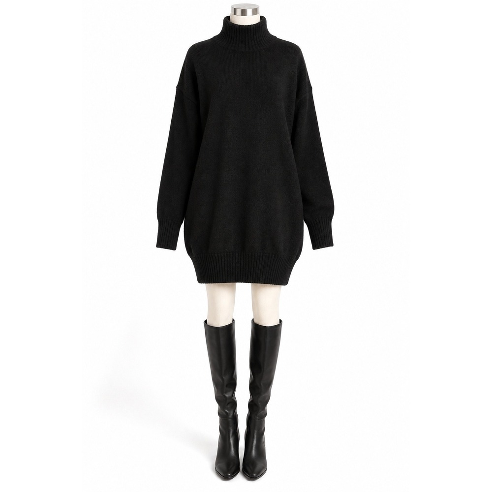 MESHKI Celeste Long Sleeve Knit Mini Dress Black Turtleneck DR06881KD6 S